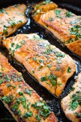 basil and butter onn salmon