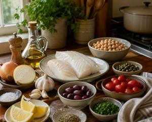 kitchen scene with fresh ingredients