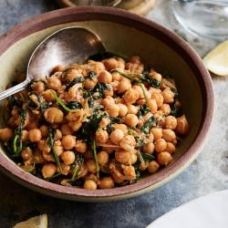 chickpeas & greens in a bowl